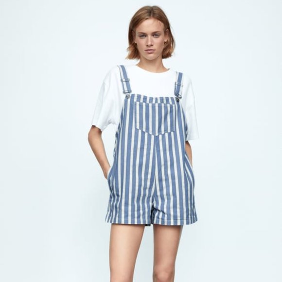 Zara Pants - NWT Zara Size S Striped Denim Jumpsuit
